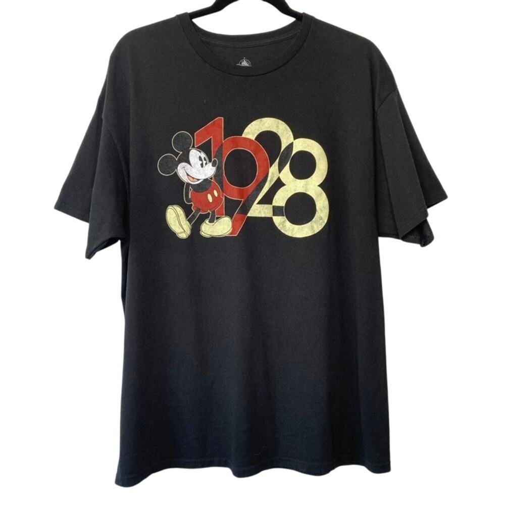 Disney Classic Mickey Mouse Black 1928 100% Cotton Graphic Tee Size XL